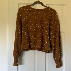 Cute rust colored polka dotted sweater from local boutique